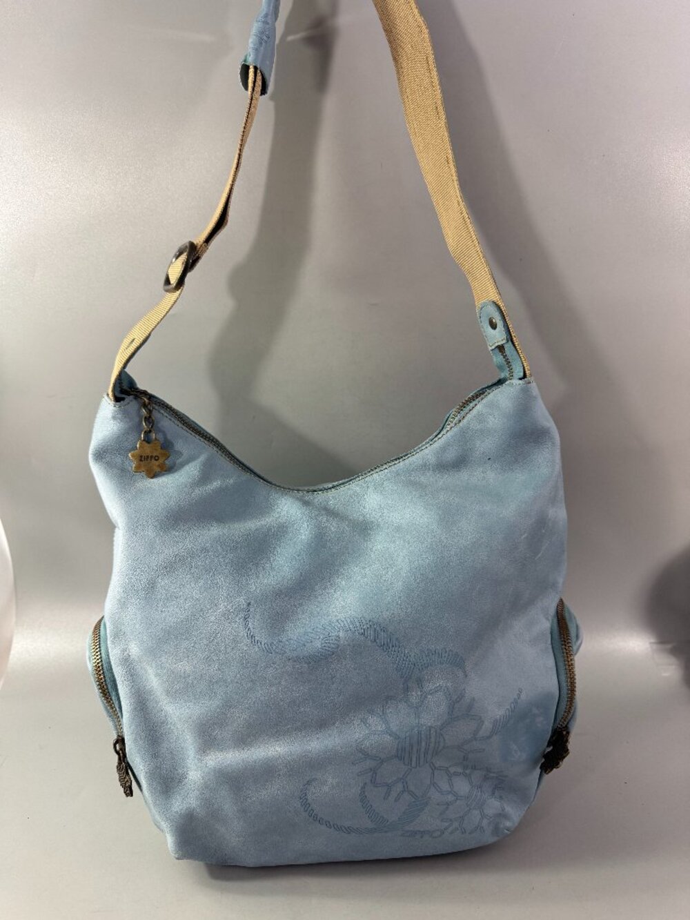 Zippo Blue Leather Shoulder Bag